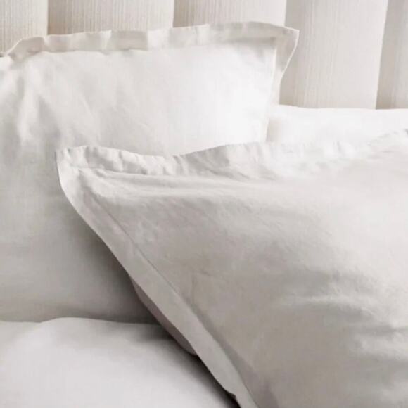 Quince European Linen Quilted Box Euro 26 X 26 Sham White NWOT #33 - Picture 3 of 3